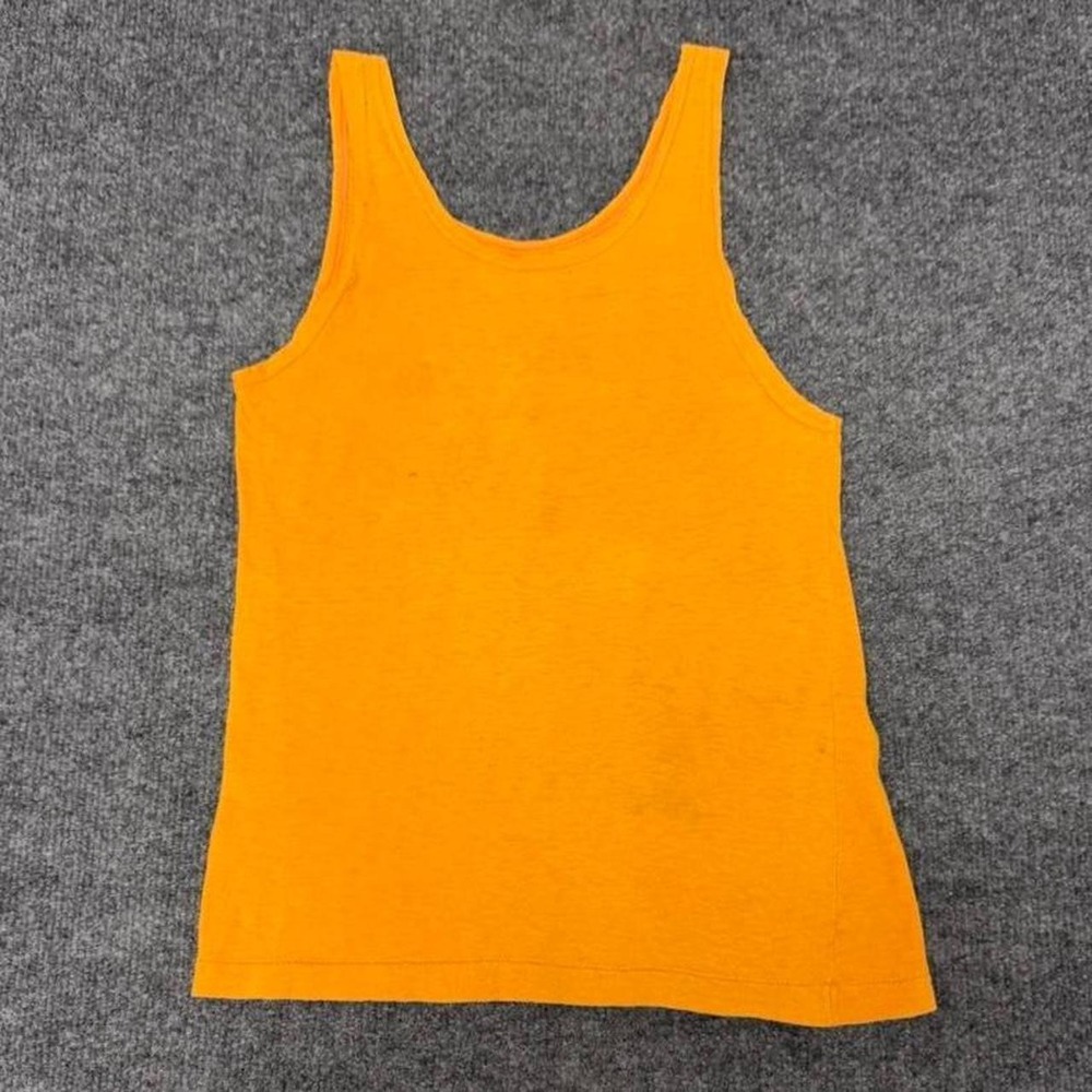 Vintage 1950s Bright Orange Tank Top Scoop Neck Sleeveless Extra Small XS